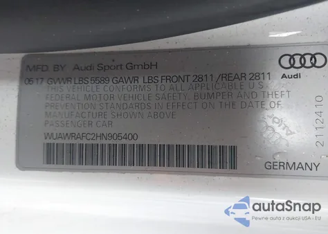 2017 Audi Rs 7 4.0T Performance Prestige из США, поврежденный, VIN WUAWRAFC2HN905400